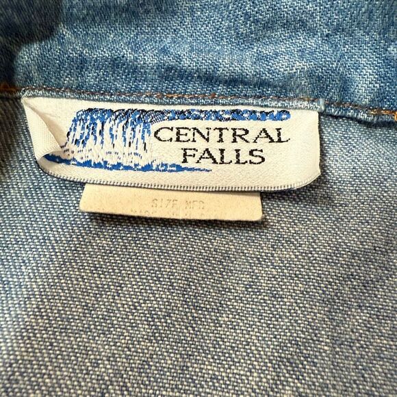 Vintage Central Falls Denim Jean Shirt Medium Blue Sleeveless Vest - Picture 3 of 6